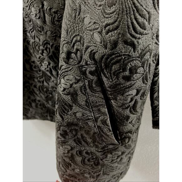 Toffee Apple Dress Coat Womens XXL Black Floral Button Up Jacket Pockets Unlined - Picture 12 of 12